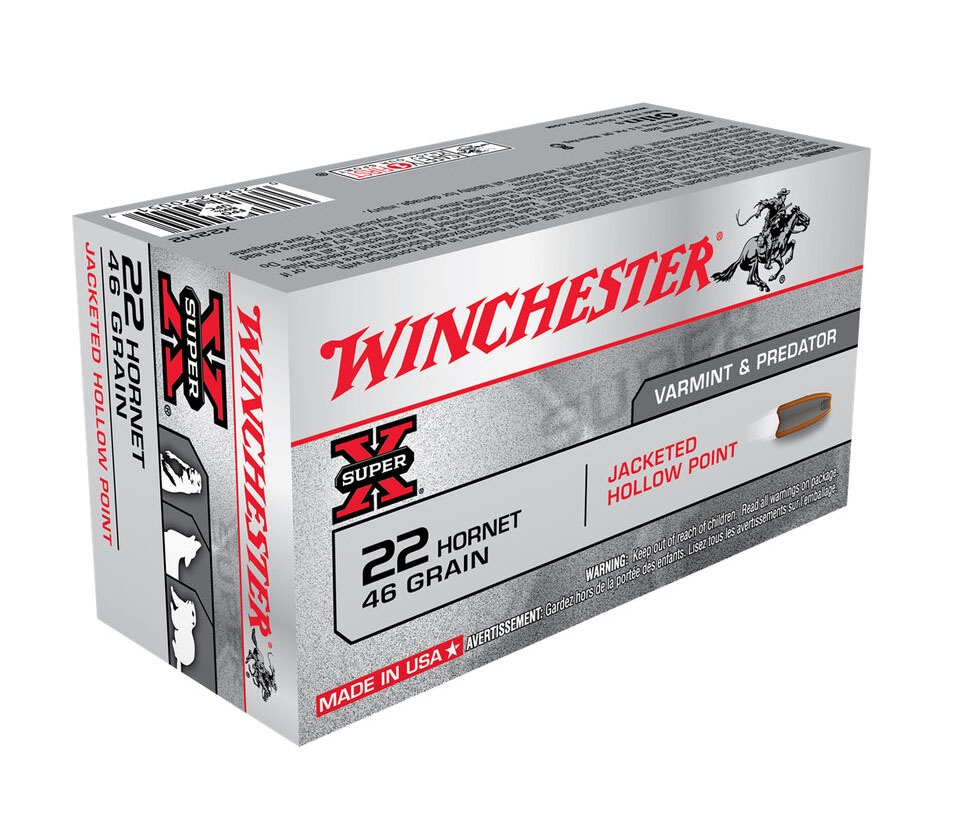 Winchester 22 Hornet 46gr JHP Ammunition 50rds - X22H2