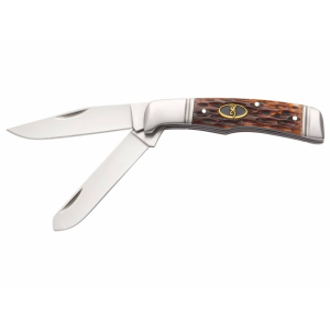 Browning Joint Venture 2.88 Drop Point/Spey Plain 8Cr13MoV Stainless Steel, Brown Jigged Bone Handle Folding Knife