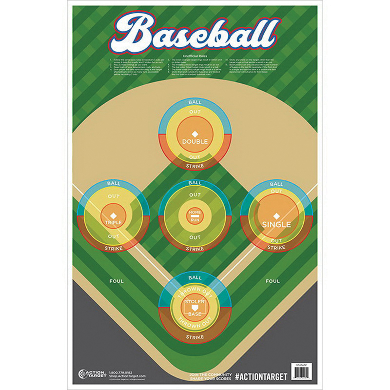Action Target 23" x 35" Baseball Target, Multi-Color, 100/box - GS-BASE-100FIRE1100