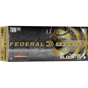 Federal P7PRCELDX1 Premium ELD-X 7mm PRC 175 gr, Extremely Low Drag-eXpanding (ELD-X), 20 Per Box/ 10 Cs - 20rd Box