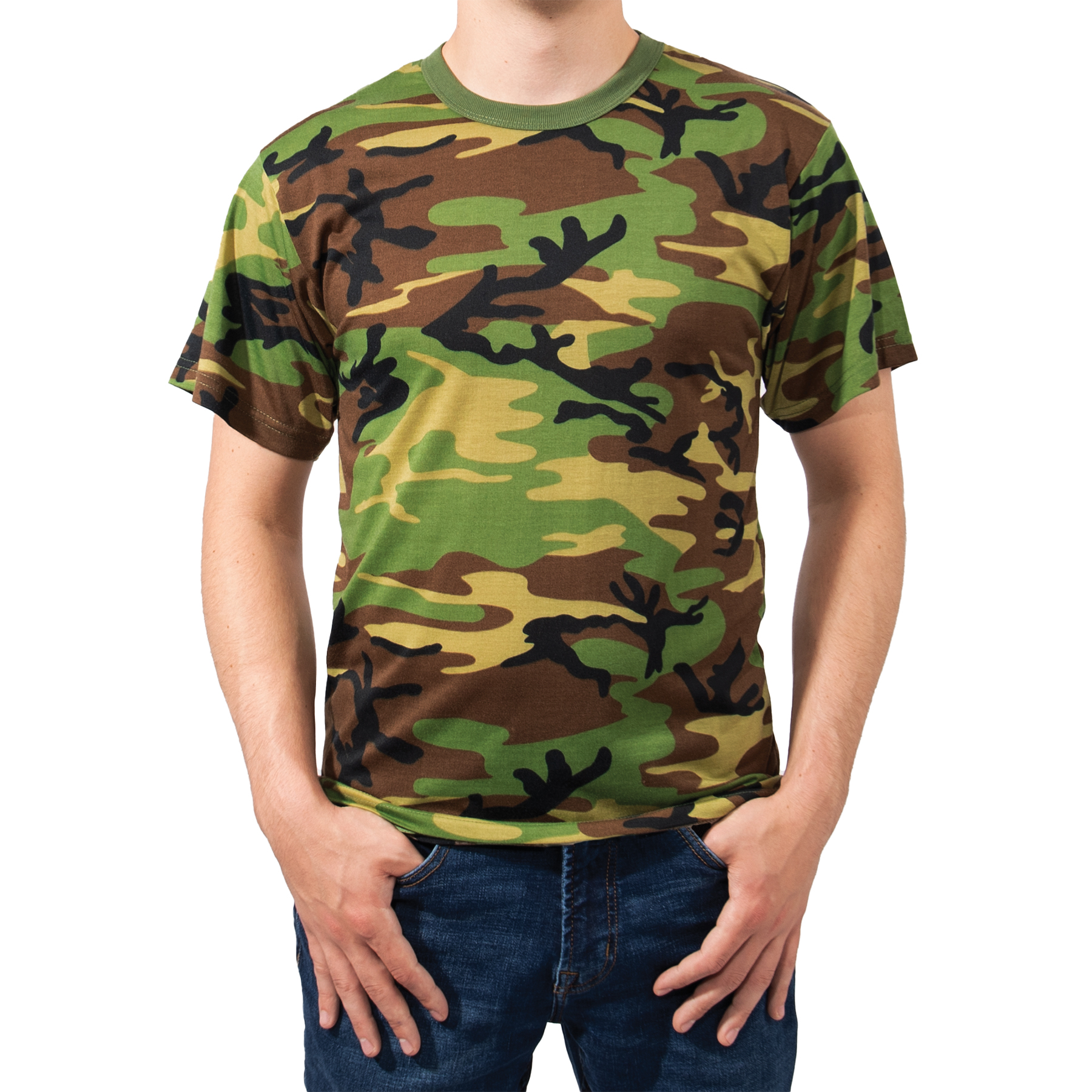 Rothco Moisture Wicking T-Shirts - Woodland Camo, X-Large