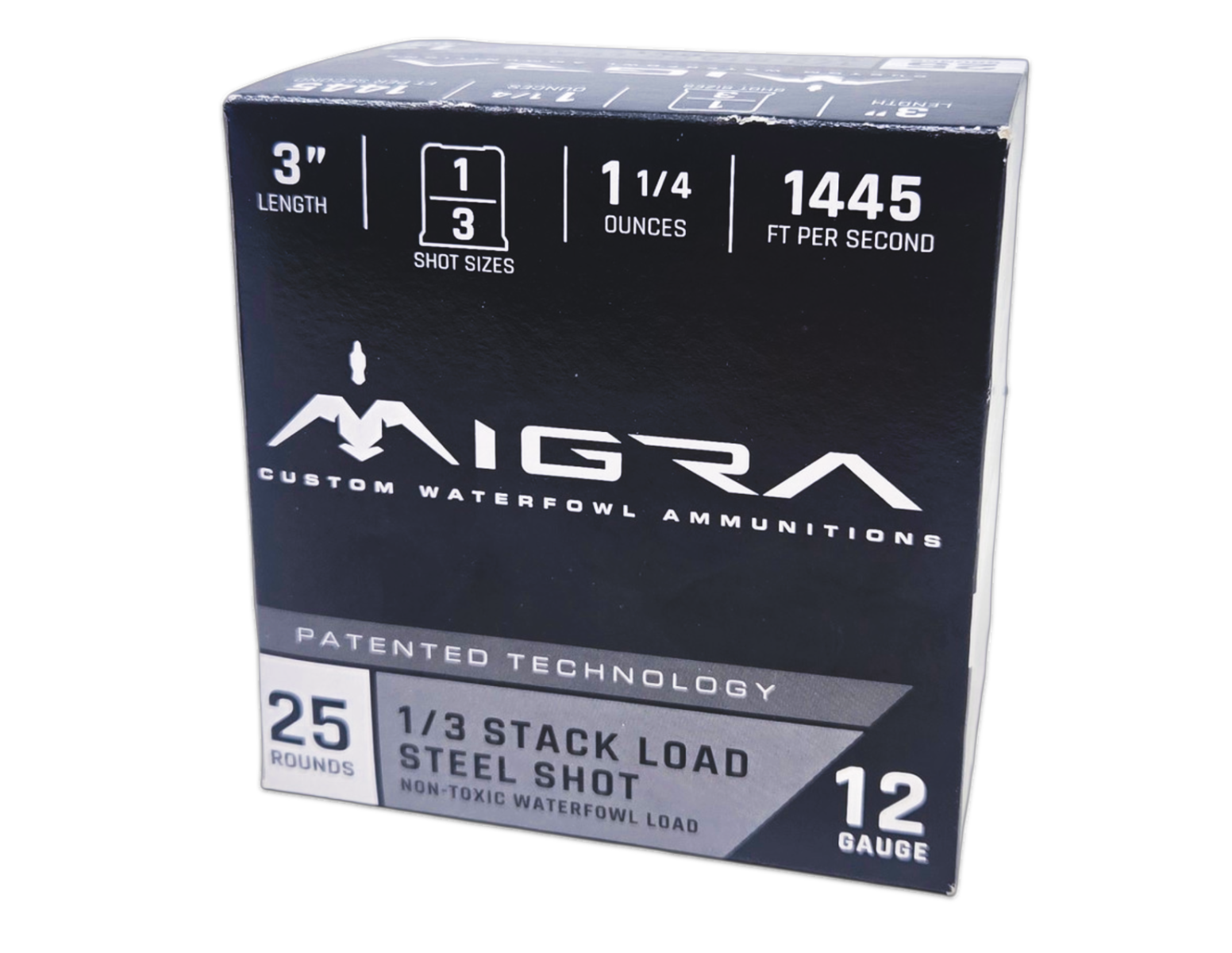 Migra Steel Waterfowl Staxd Load 12 Gauge 3" #1 & #3, 1.25oz, 25rds - M12SS13