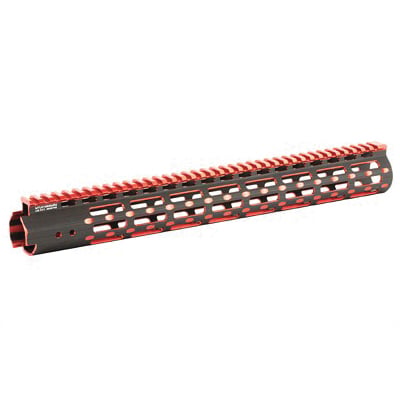 Leapers UTG PRO M-Lok Super Slim AR-15 Free Floating 15" Rail, Black/Red 2-Tone - MTU019SSMR2