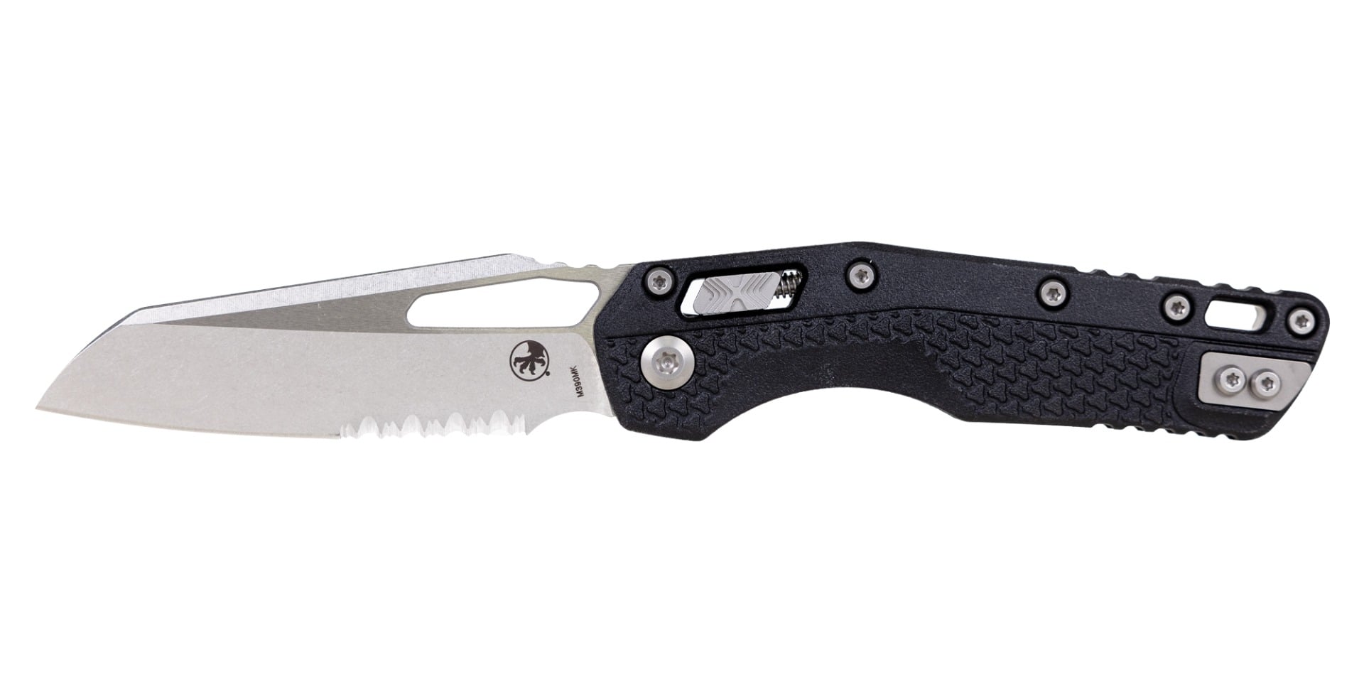 Microtech MSI S/E TRi-Grip Folding Sheepsfoot Knife Serrated, Black - 210T-11PMBK