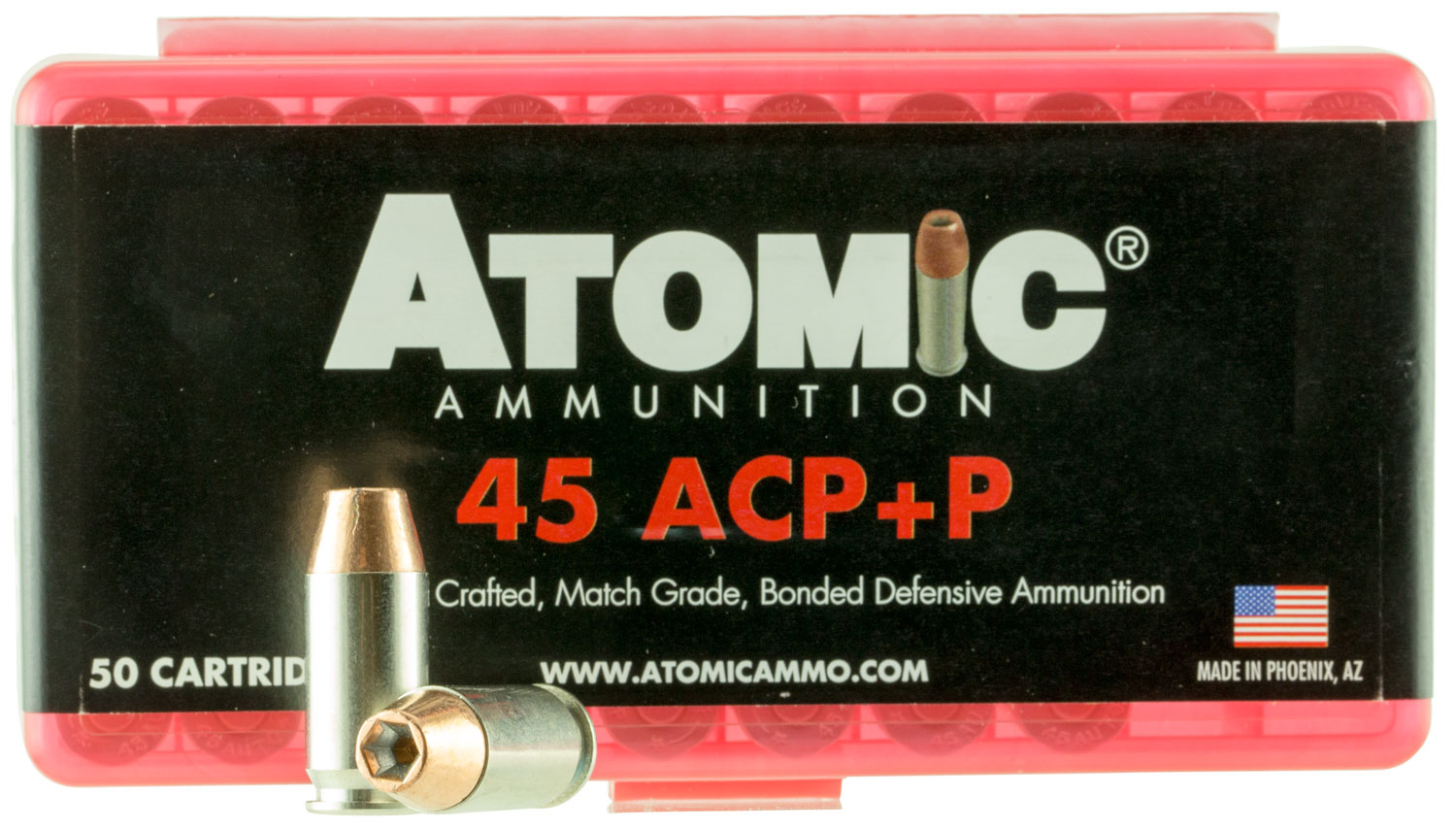 Atomic Ammunition 185 gr Bonded Match Hollow Point .45 ACP +P Ammo, 50/box - 00412