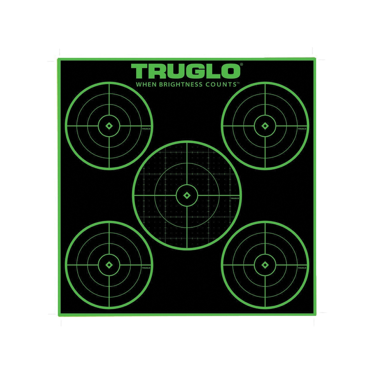 TruGlo Tru-See 5-Bullseye Target 12" x 12", Black/Green