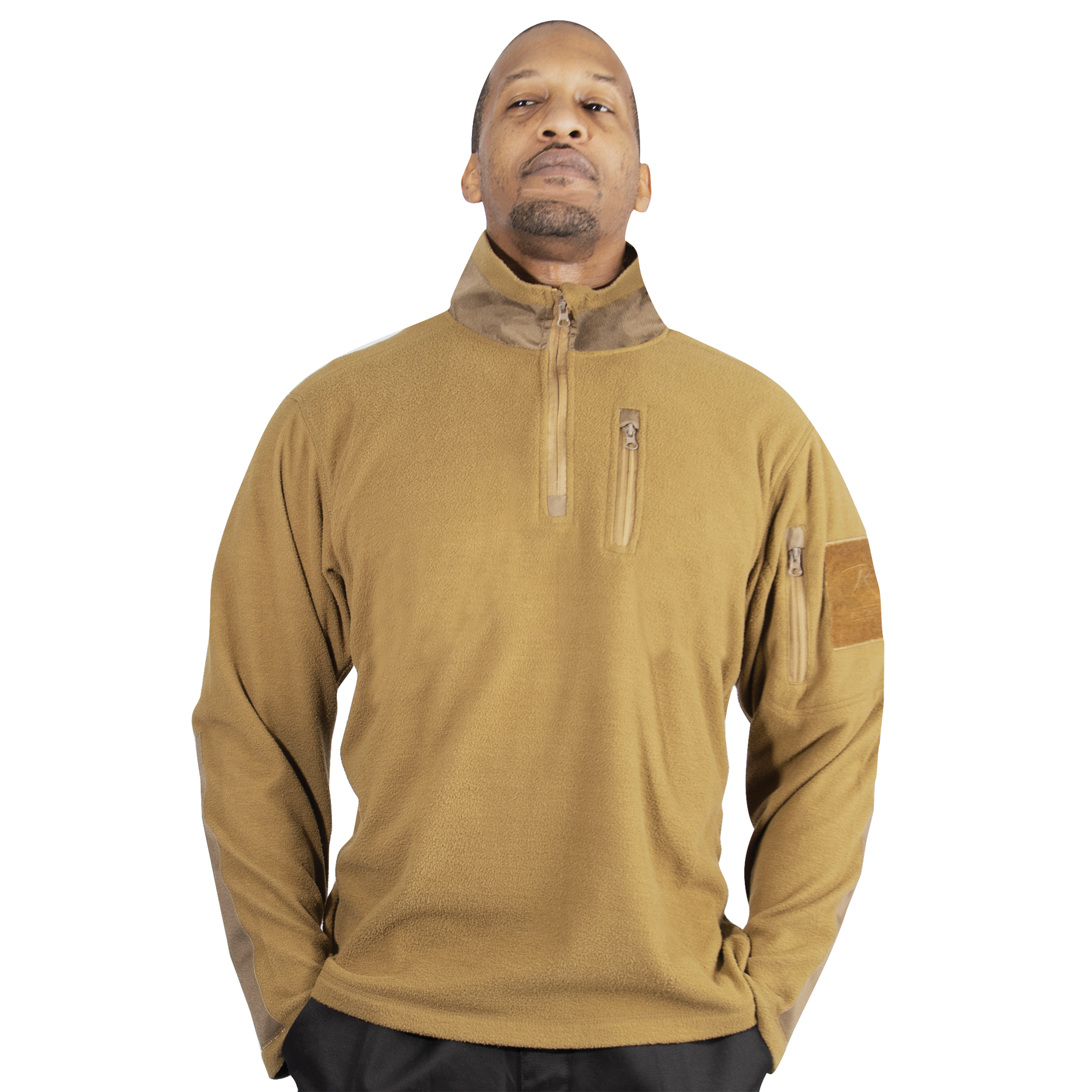 Rothco Quarter Zip Fleece Pullover - Coyote Brown, X-Large