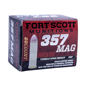 Fort Scott Munitions 357MAG-125-SCV Tumble Upon Impact (TUI) 357 Mag 125 gr Solid Copper Spun - 20rd Box