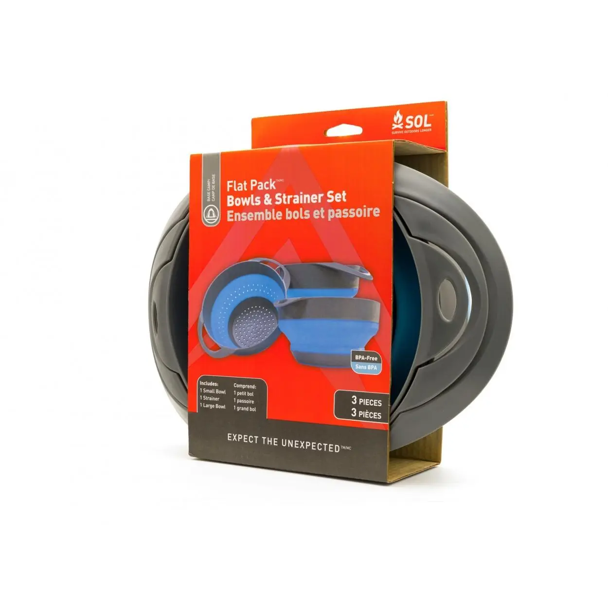 Ready Brands Survive Outdoors Longer Flat Pack Bowls and Strainer Set