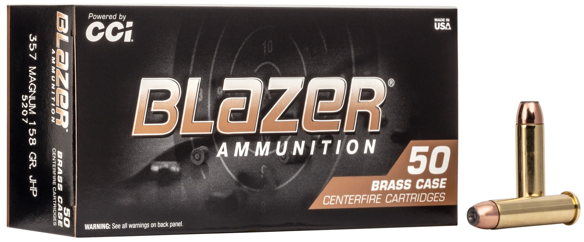CCI Blazer Brass 357 Magnum 158gr JHP Ammunition 50rds - 5207