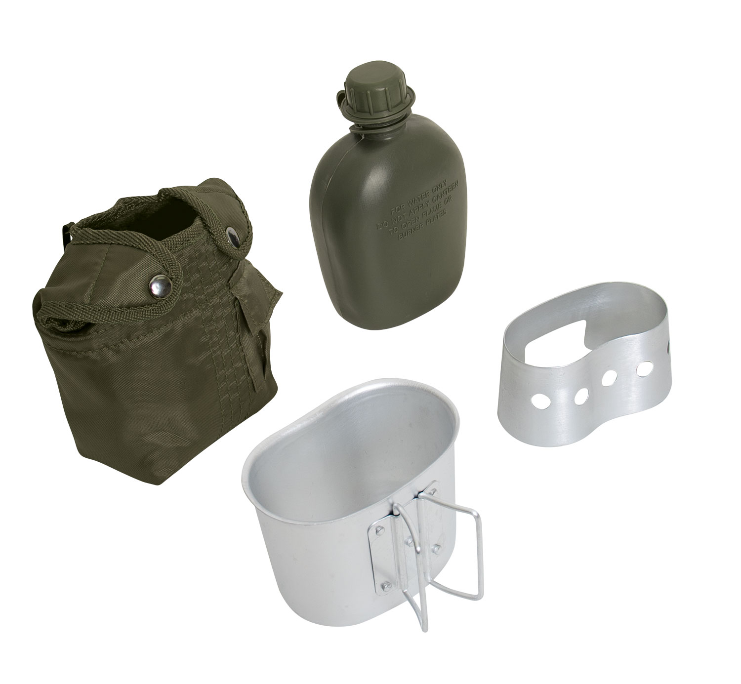 Rothco 4 Piece Canteen Kit With Cover, Aluminum Cup Stove - Stand, Olive Drab