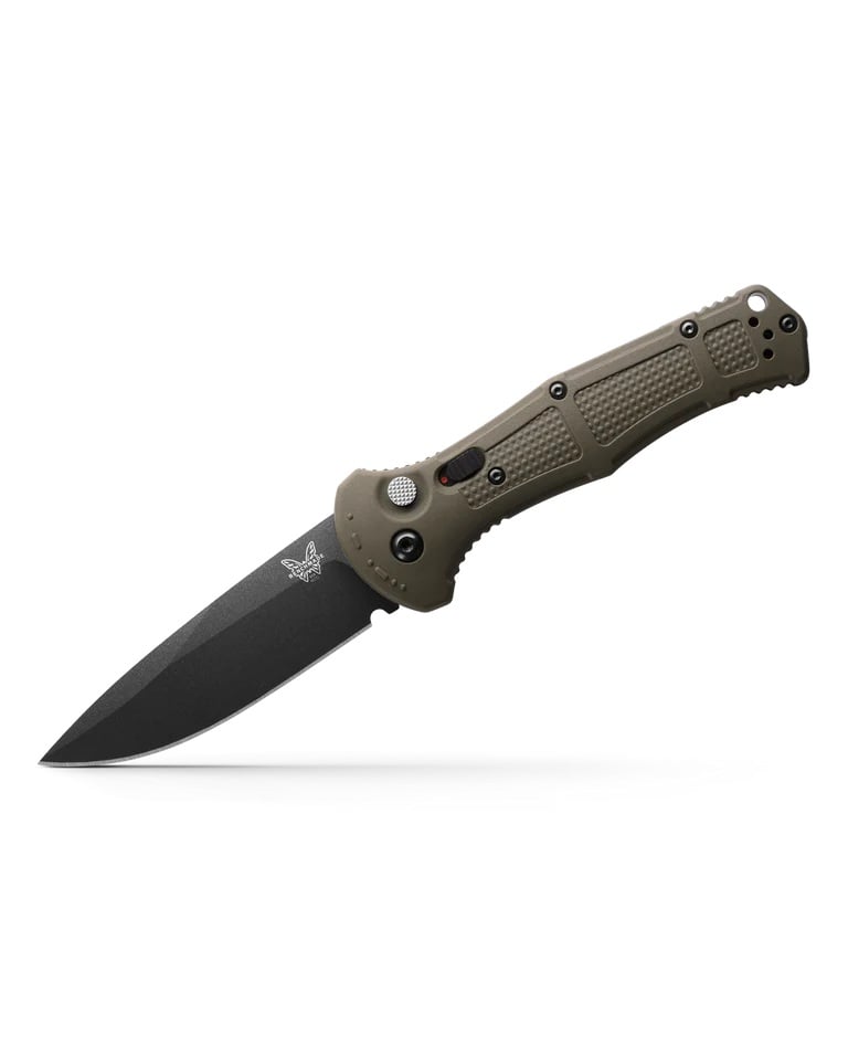 Benchmade Mini Claymore Auto Folding Drop Point Knife, Ranger Green - 9570BK-1