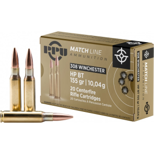 Prvi Partizan PPU PPM3081 Match 308 Winchester/7.62 NATO 155 GR Hollow Point Boat Tail - 20rd Box