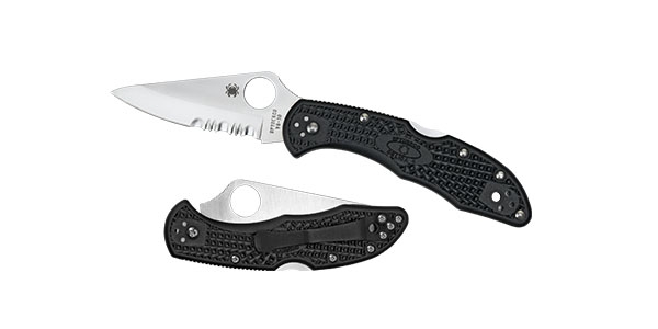 Spyderco Delica 4 Drop Point Folding Knife, 2.875", Combination Edge - C11PSBK