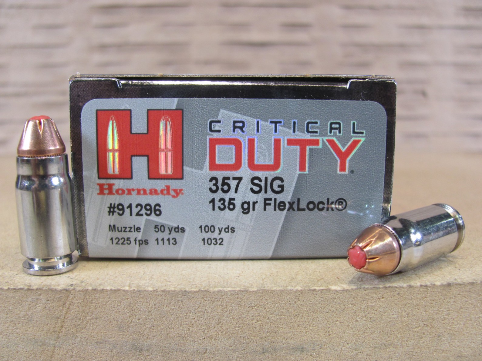 20 Round Box – 357 Sig 135 Grain FlexLock Hornady Critical Duty Ammo – 91296