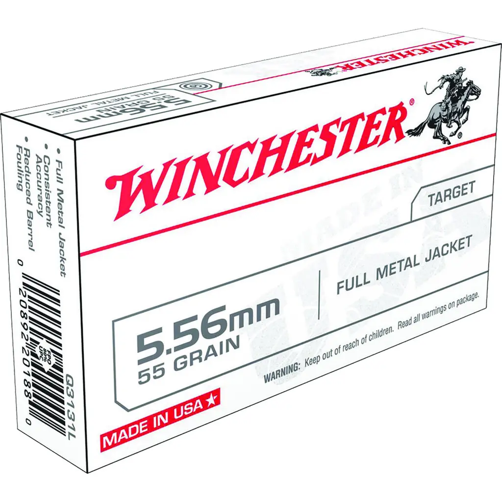 Winchester USA Rifle Ammo 5.56mm 55 gr. FMJ 20 rd.