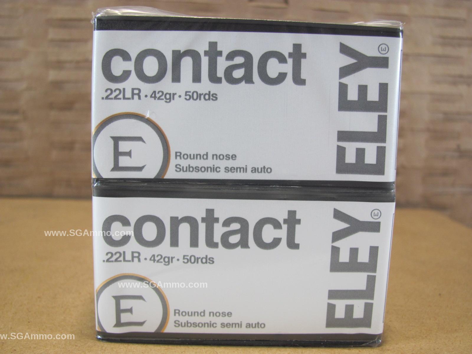 500 Round Brick – 22LR 42 Grain Eley Contact Round Nose Subsonic Semi Auto Ammo