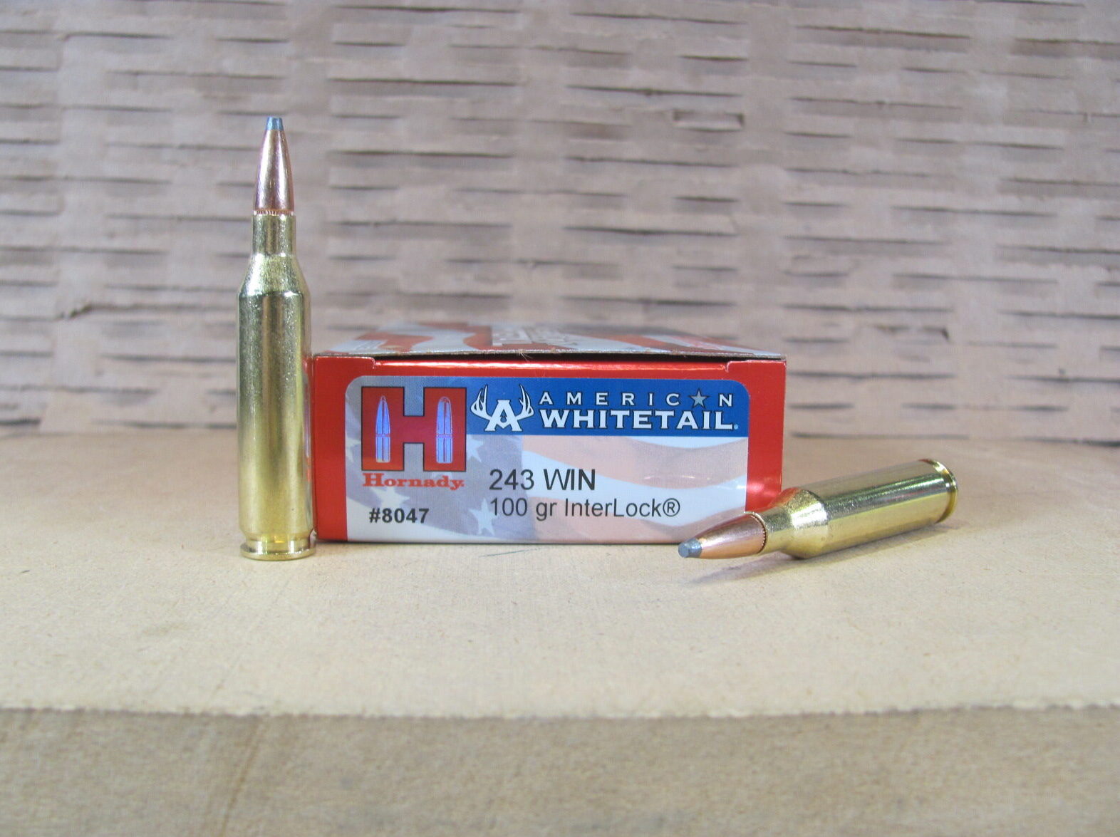 200 Round Case – 243 Win 100 Grain InterLock Hornady American Whitetail Ammo – 8047