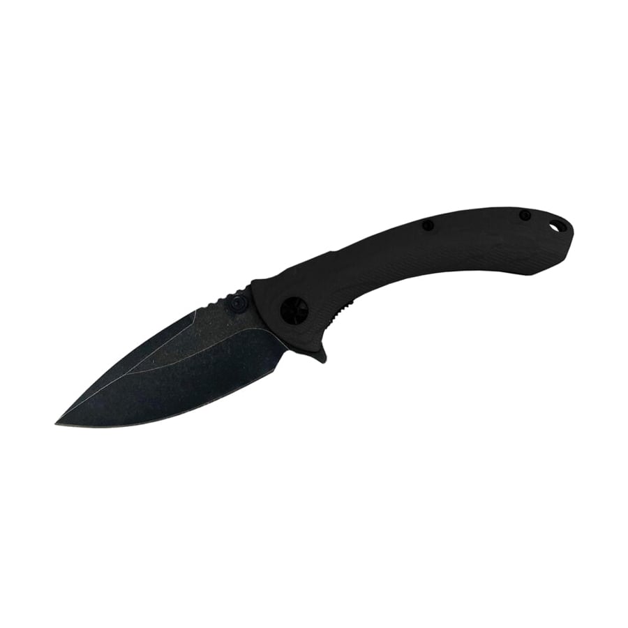 American Buffalo Knife & Tool Elite Shadow Protector II Folding Drop Point Knife, Black - AB023B