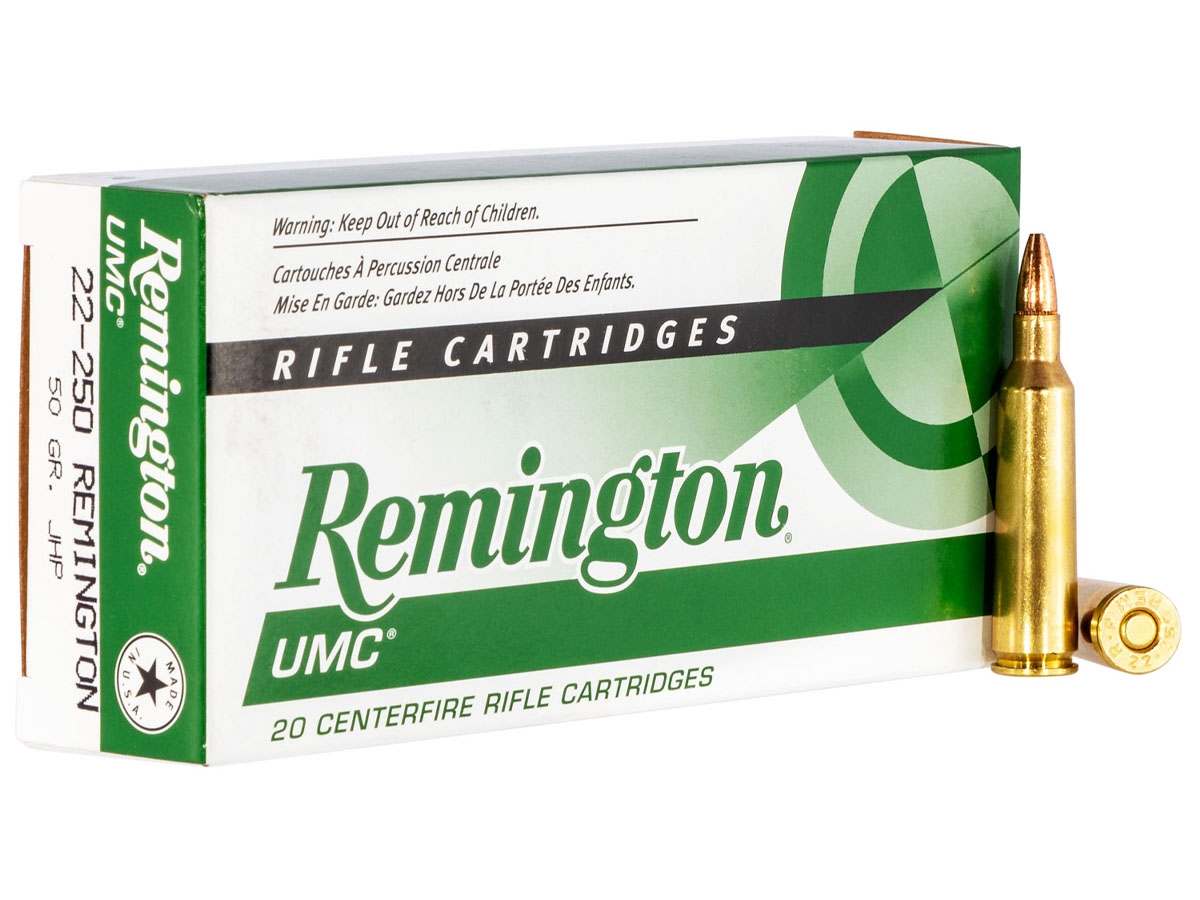Remington UMC 50 gr Jacketed Hollow Point .22-250 Rem Ammo, 20/box - L22504