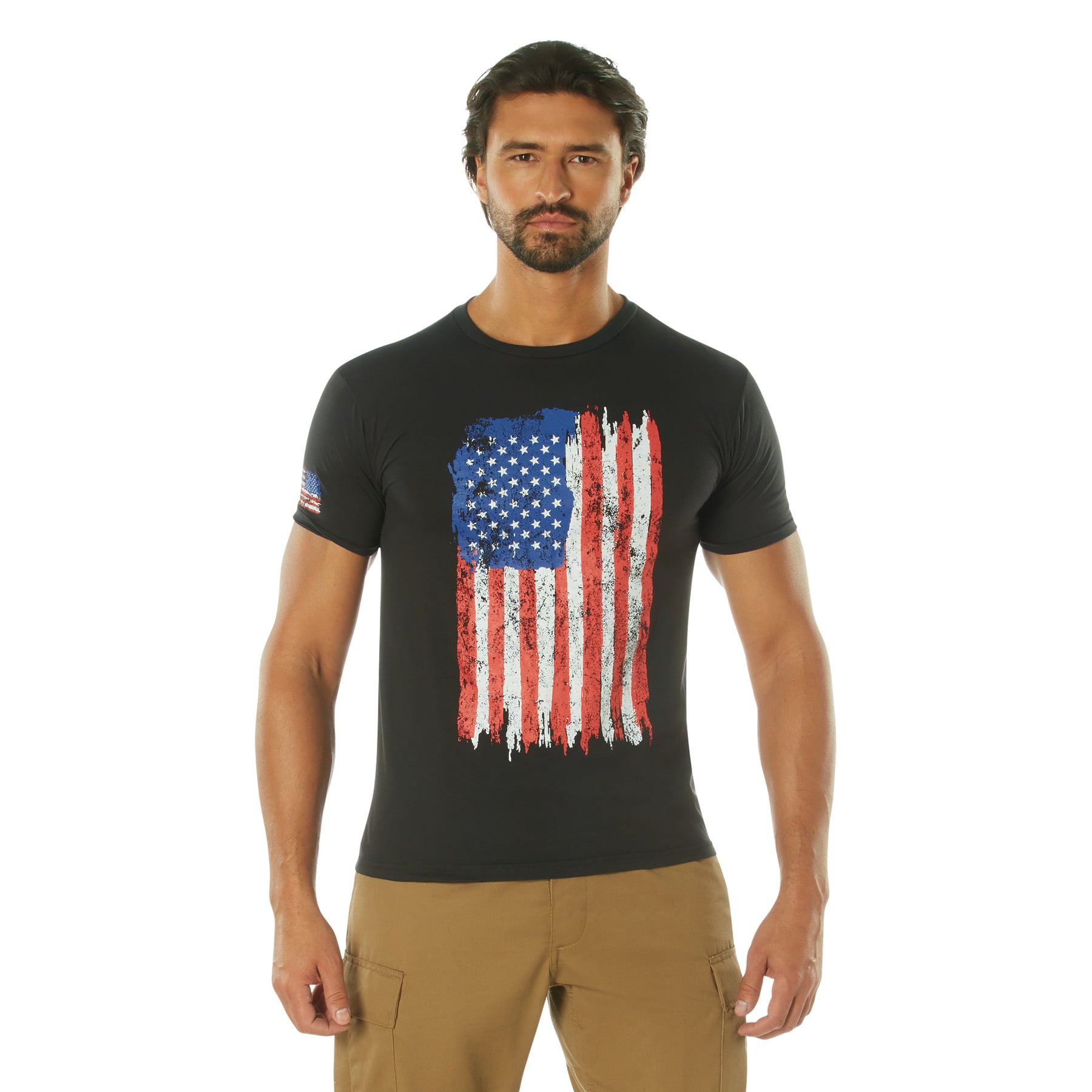 Rothco Distressed Us Flag Athletic Fit T-Shirt - Red - White - Blue, X-Large