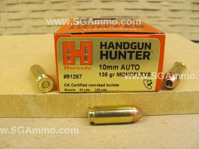 20 Round Box – 10mm Auto 135 Grain Monoflex Hornady Handgun Hunter Ammo – 91267