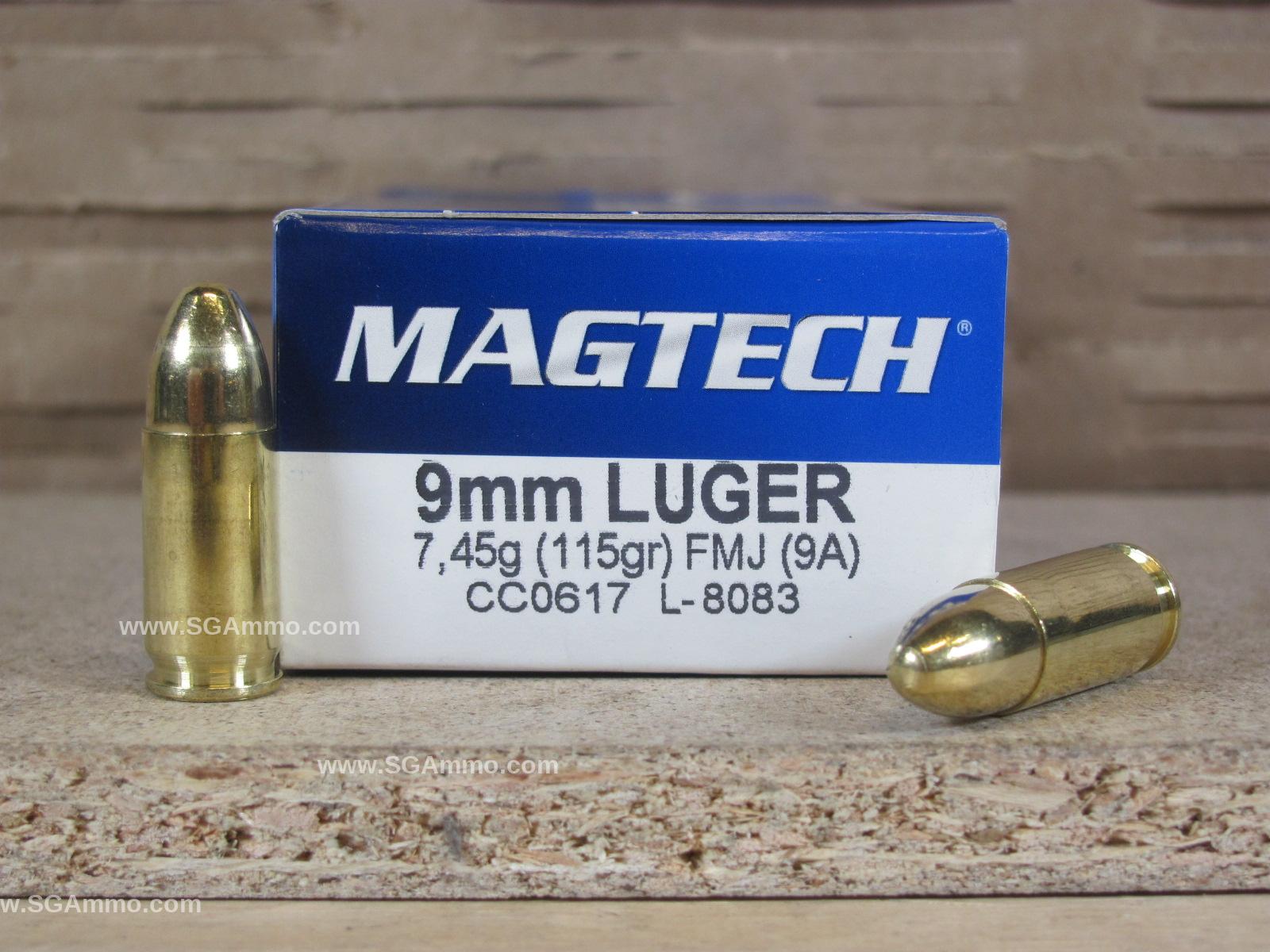 1000 Round Case – 9mm Luger 115 Grain FMJ Ammo by Magtech – 9A