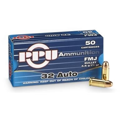 Prvi Partizan .32 Auto FMJ 71 gr 50 Rounds Ammunition - PPH32AF