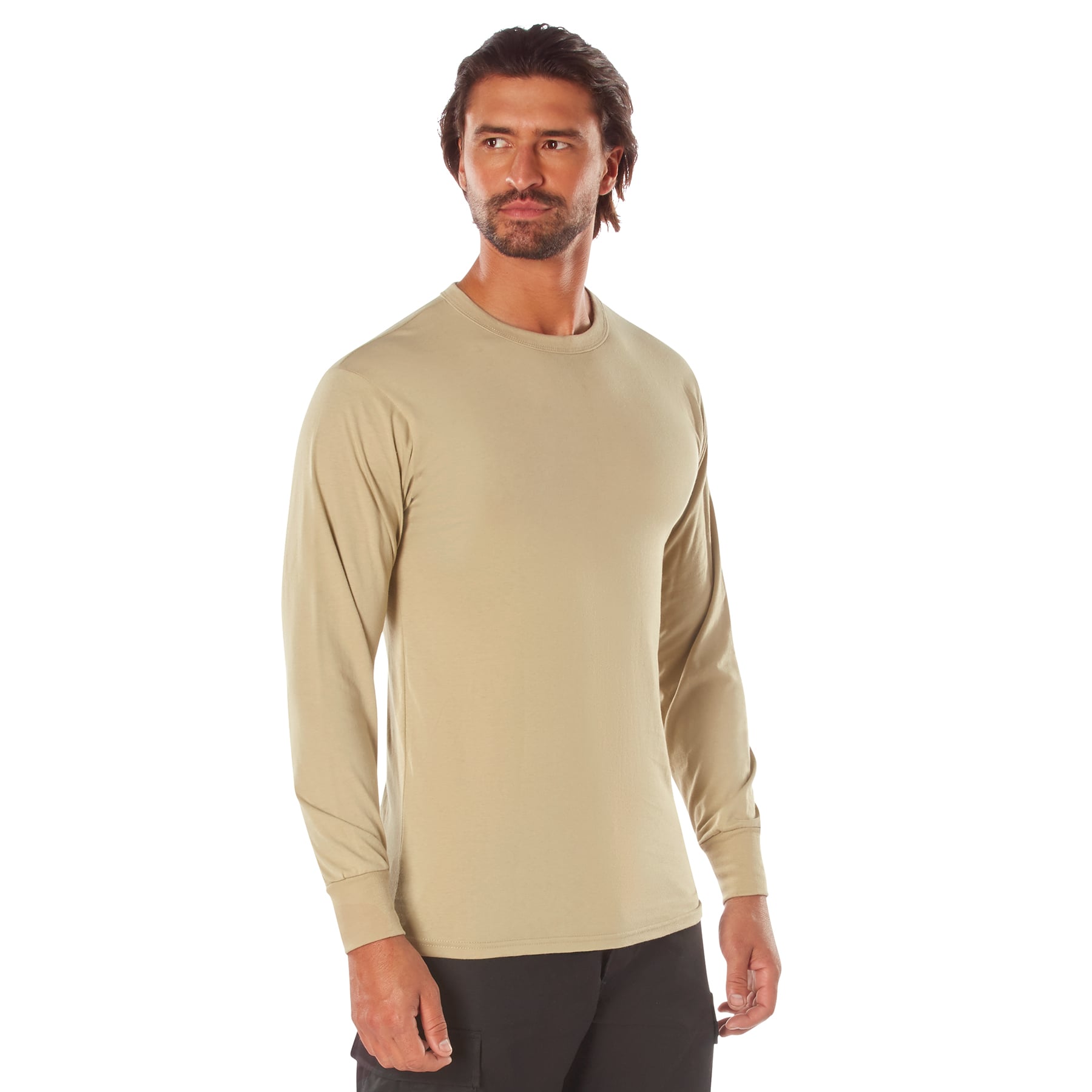 Rothco Long Sleeve Solid T-Shirt - Desert Sand, Large