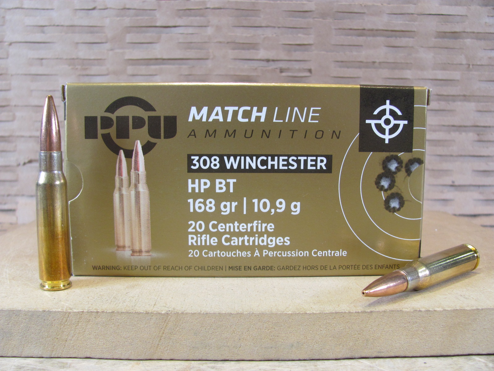 20 Round Box – 308 Win 168 Grain BTHP Prvi Partizan Match Ammo – PPM3082
