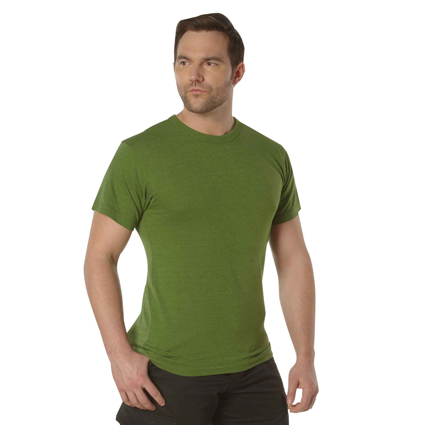 Rothco Solid Color T-Shirt With Cotton - Polyester Blend, Heather Green, 2X-Large