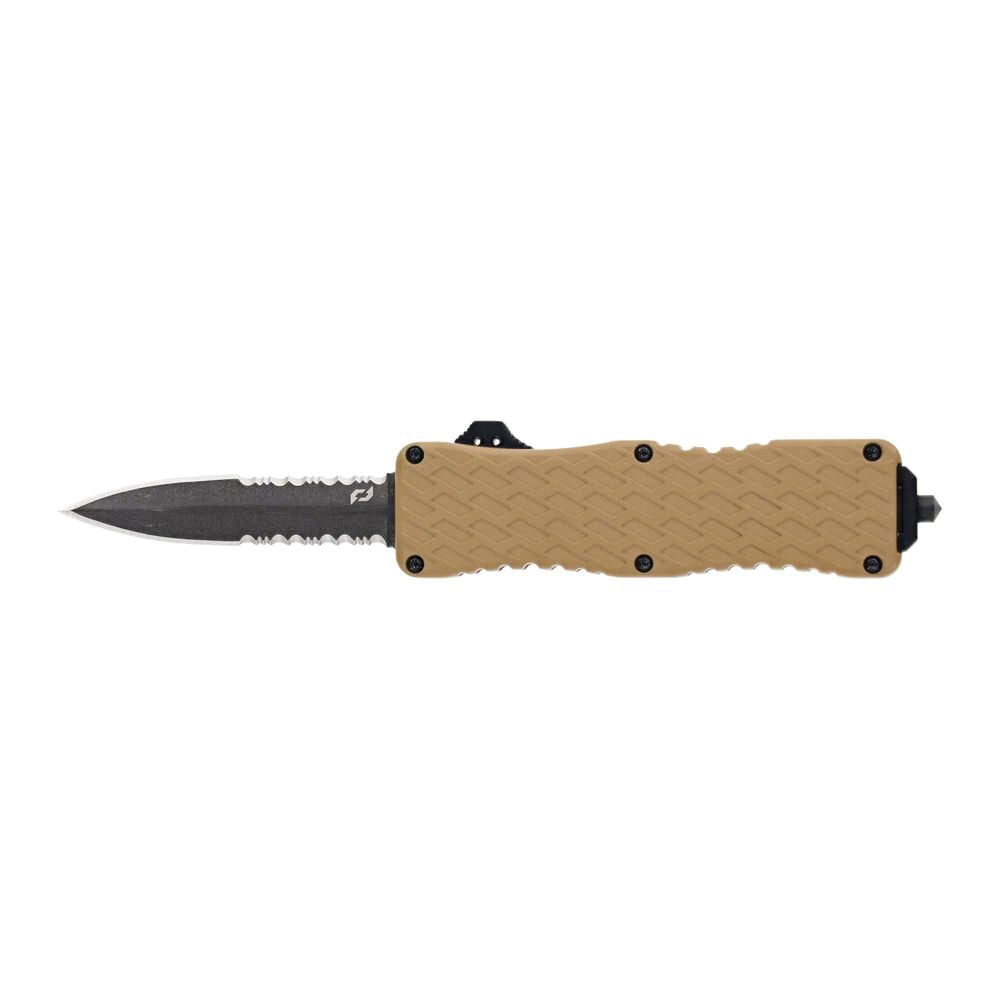 Schrade Uproar Tactical OTF Dagger Knife Serrated, FDE - 1159305