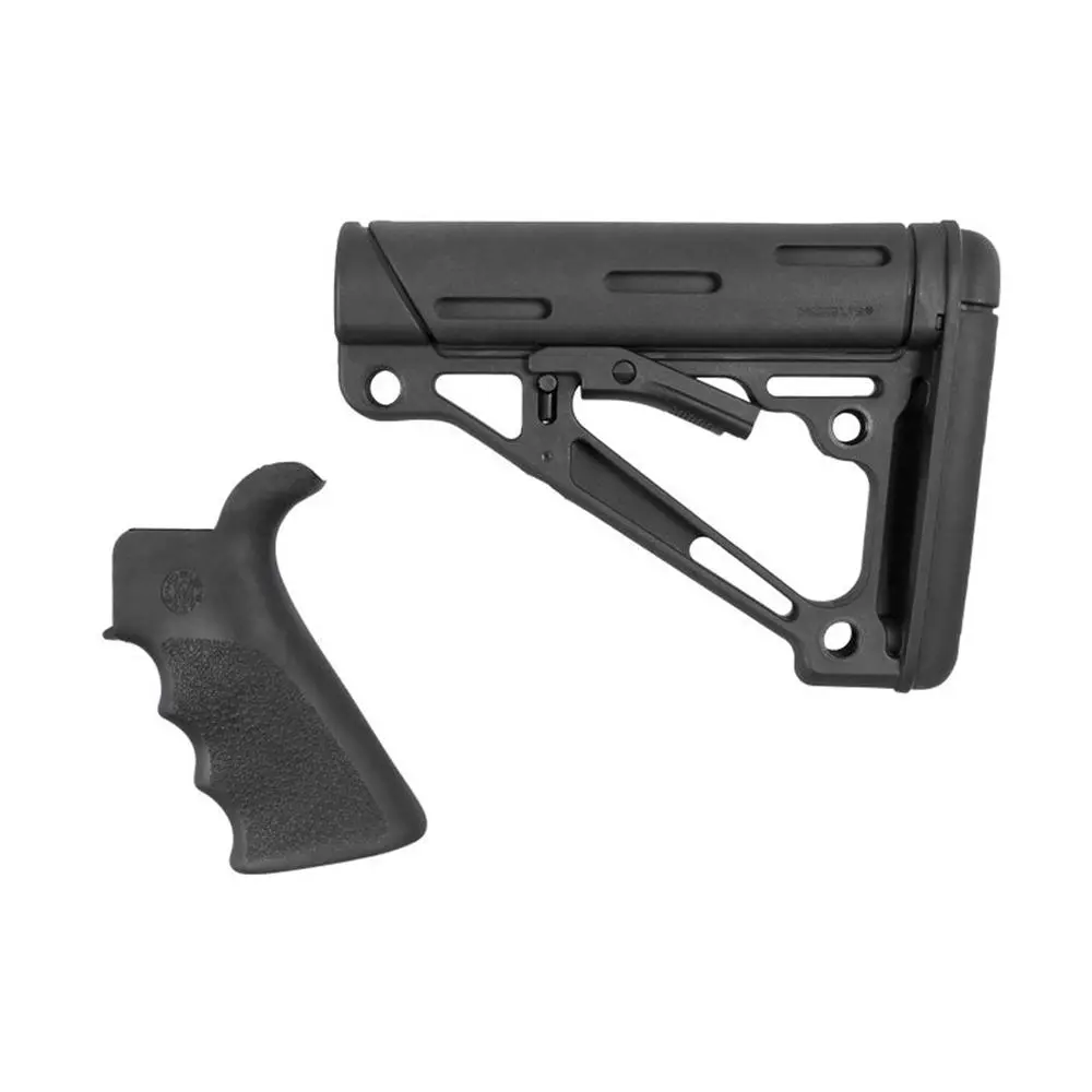 Hogue AR-15/M-16 Kit - Finger Groove Beavertail Grip Over-Molded Collapsible Buttstock - Fits Commercial Buffer Tube Black