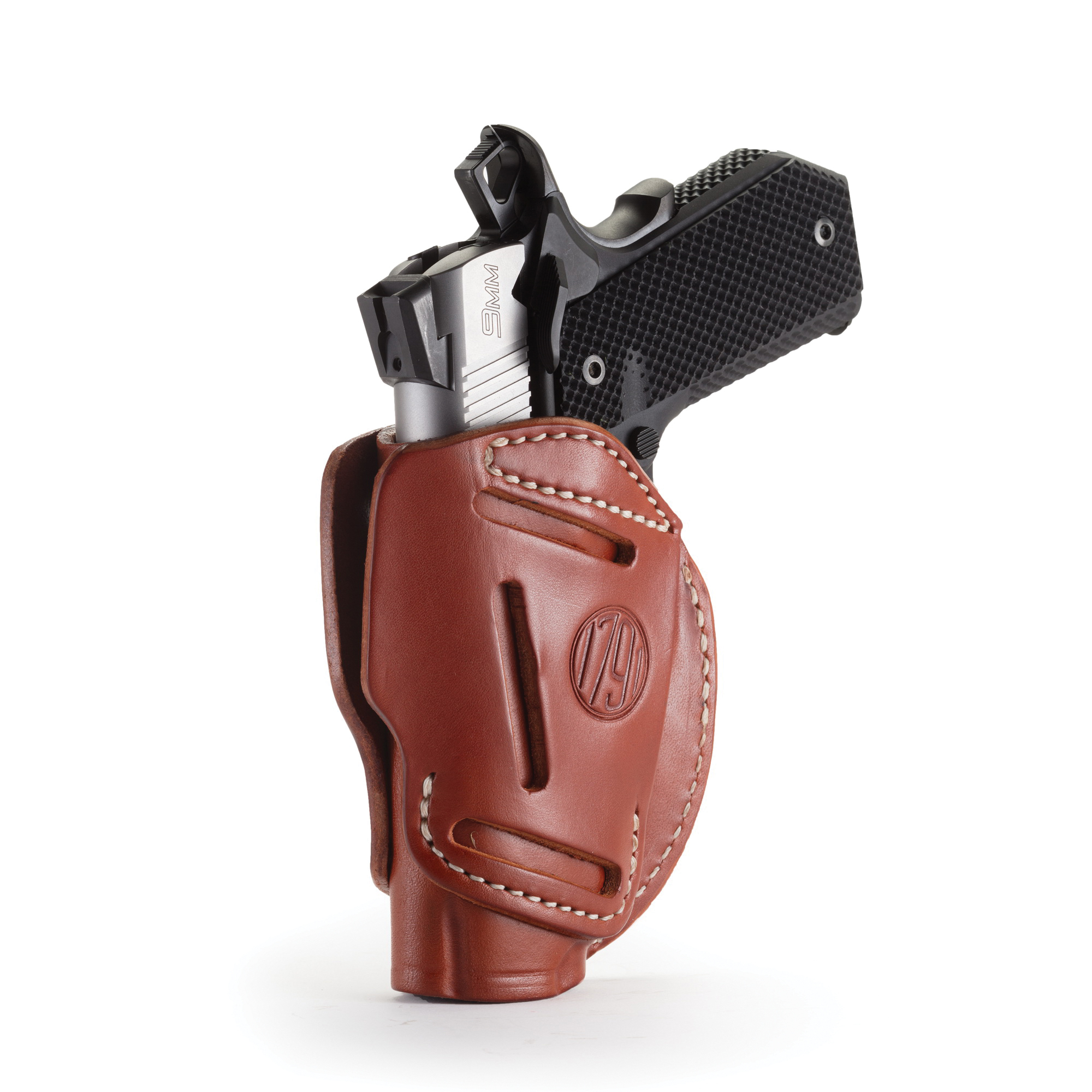 1791 Gunleather 3WH-4 Ambidextrous Springfield XD OWB Open-Top Concealment 3-Way Holster, Classic Brown - 3WH-4-CBR-A