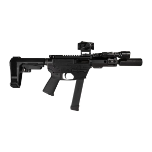 Shark Coast Tactical SCC8110CABLK-S Creepy Andrew 9mm Luger 30+1 Aluminum Receiver Picatinny Rail Receiver Black Polymer SB Tactical SBA3 Brace