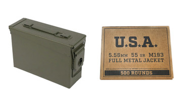 Winchester 5.56 NATO Service Grade 55 Grain M193 FMJ Ammunition + Ammo Can