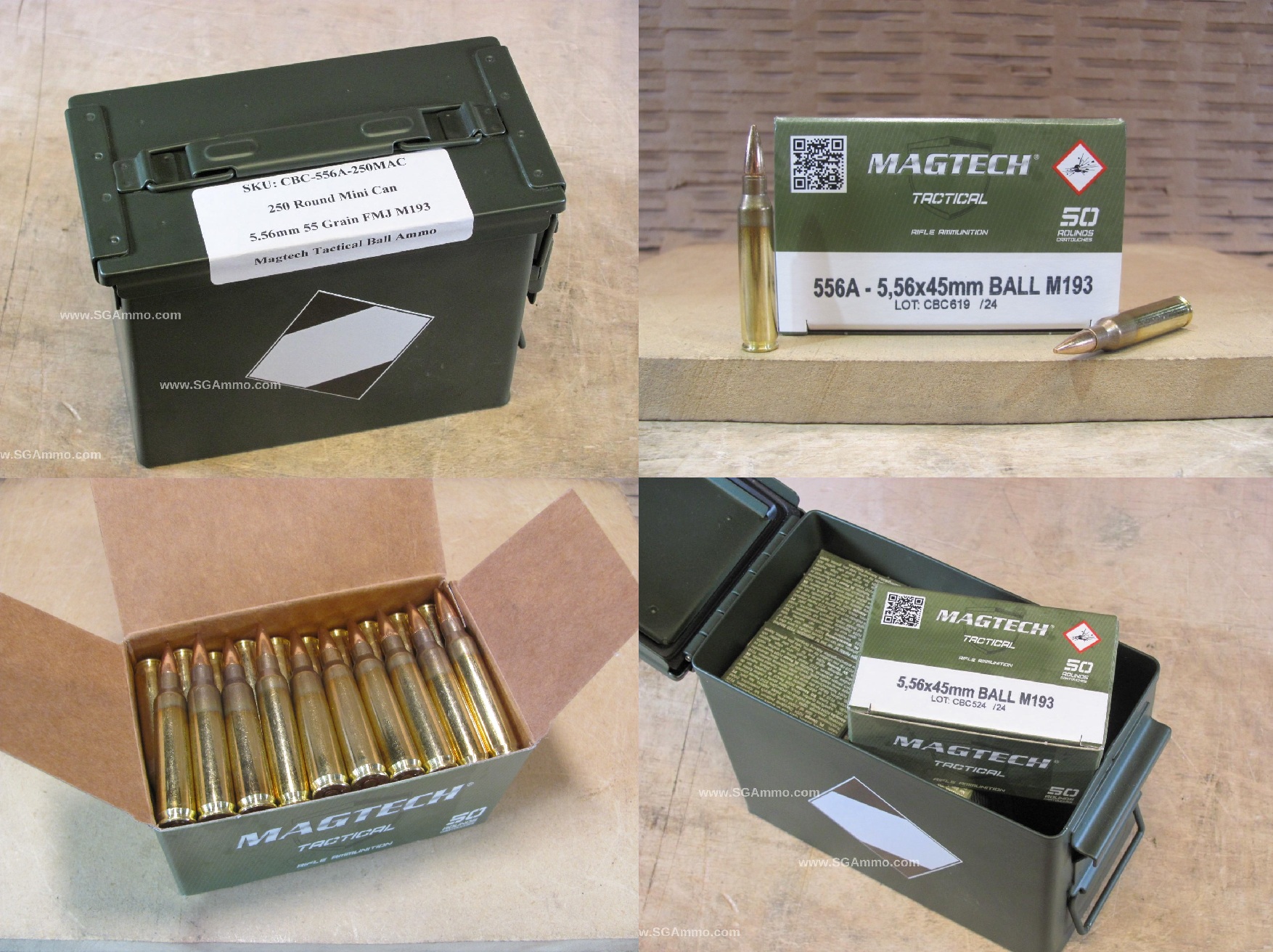 250 Round Can – 5.56x45mm 55 Grain FMJ M193 Ball Magtech Tactical Ammo – CBC-556A – Packed in Mini Canister