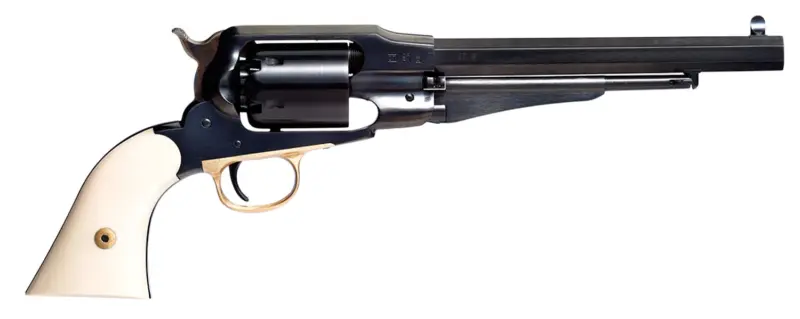 Taylors Company 550778 1858 Remington Sodbuster Uberti 44 Cal 6 Shot Percussion 8" Blued Octagon Barrel, Blued Cylinder Steel Frame, Ivory Polymer Grip