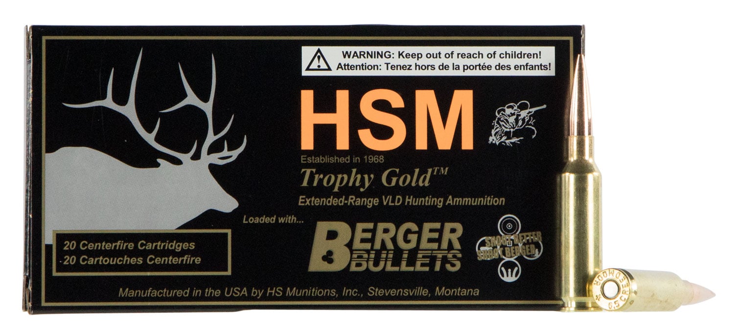 HSM 65CRD130VLD Trophy Gold Extended Range 6.5 Creedmoor 130 gr Berger Hunting VLD Match 20 Per Box/ 25 Case - No Credit Card Fees - Low, flat rate shipping