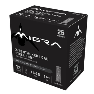 Migra-Ammunitions-Llc Migra Waterfowl Steel Stacked Load Shotshell 12ga 3" 1-1/4oz 1445 fps #2 & #BB 25/ct