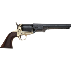 Pietta 1851 Navy Black Powder Revolver 36 Caliber 7.5" Blued Barrel Brass/Engraved Frame Walnut Grip