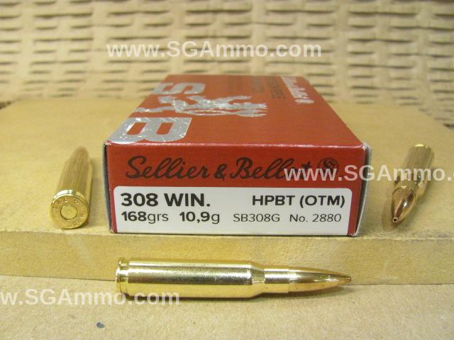 500 Round Case – 308 Win 168 Grain HPBT OTM Sellier Bellot Ammo – SB308G