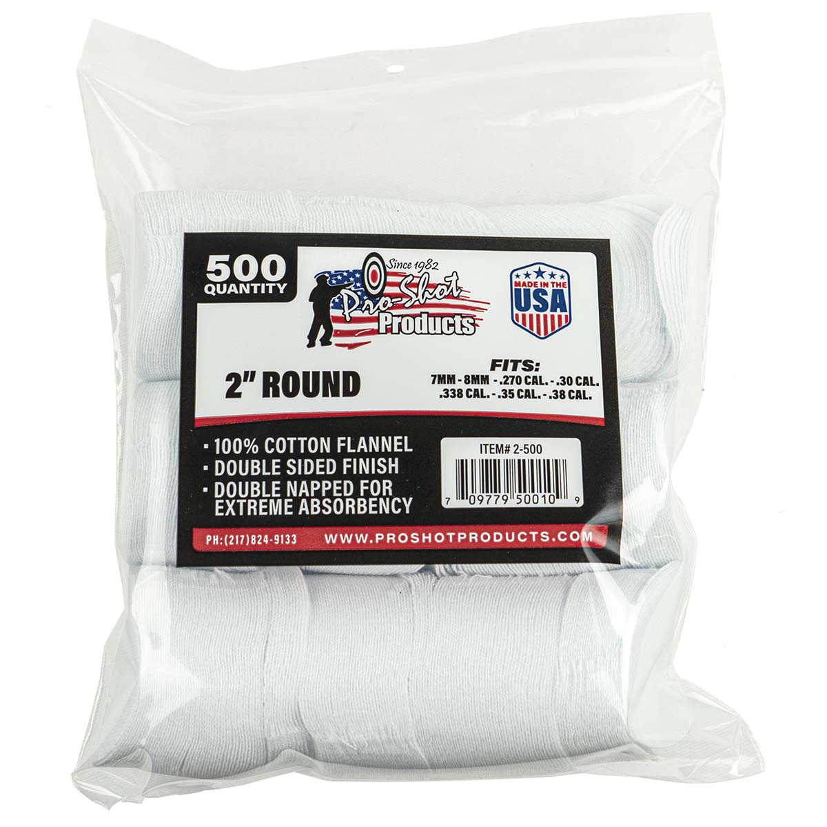 ProShot .270 Cal/.38 Caliber 2" Round Cleaning Patch