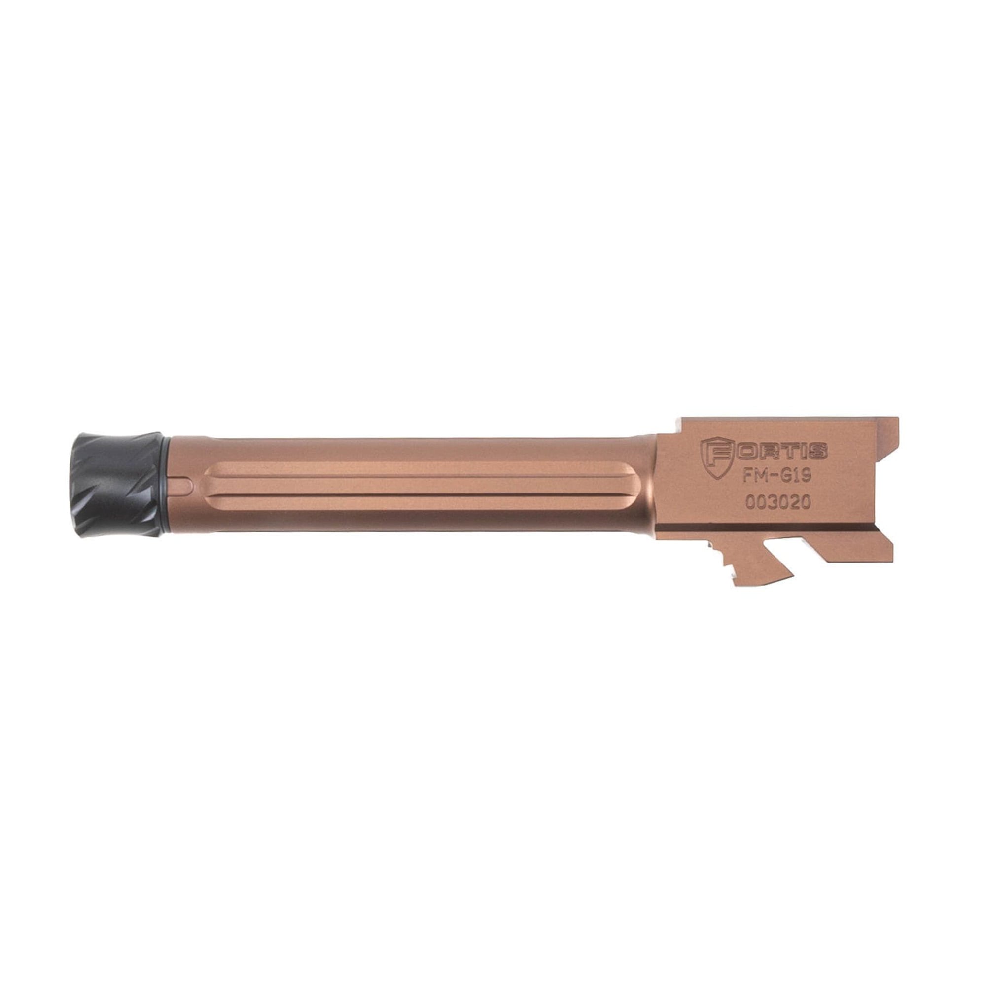 Fortis Match Grade Barrel Threaded Fluted Barrel 9mm 4" for Glock 19 - FMG19TBCPPR