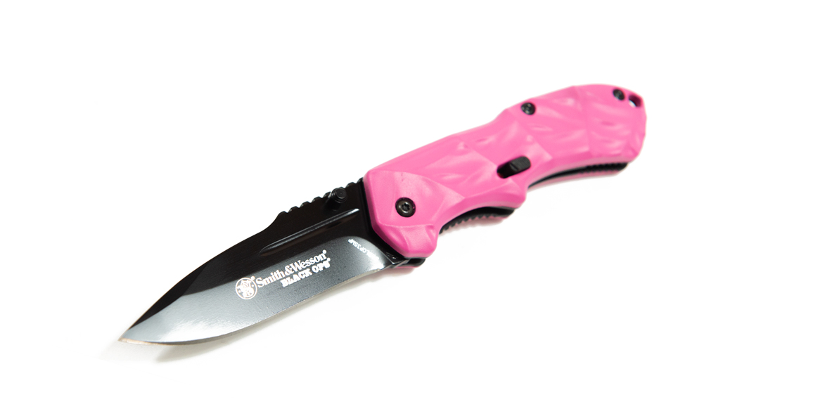 Smith & Wesson Black Ops Mini 3 M.A.G.I.C. Assisted Opening Folding Knife, Pink - SWBLOP3SMPCP