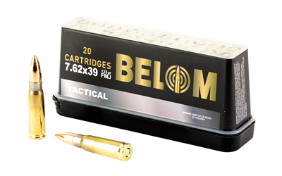 BELOM 7.62x39 Brass 123gr FMJ Ammo - 20 Rounds