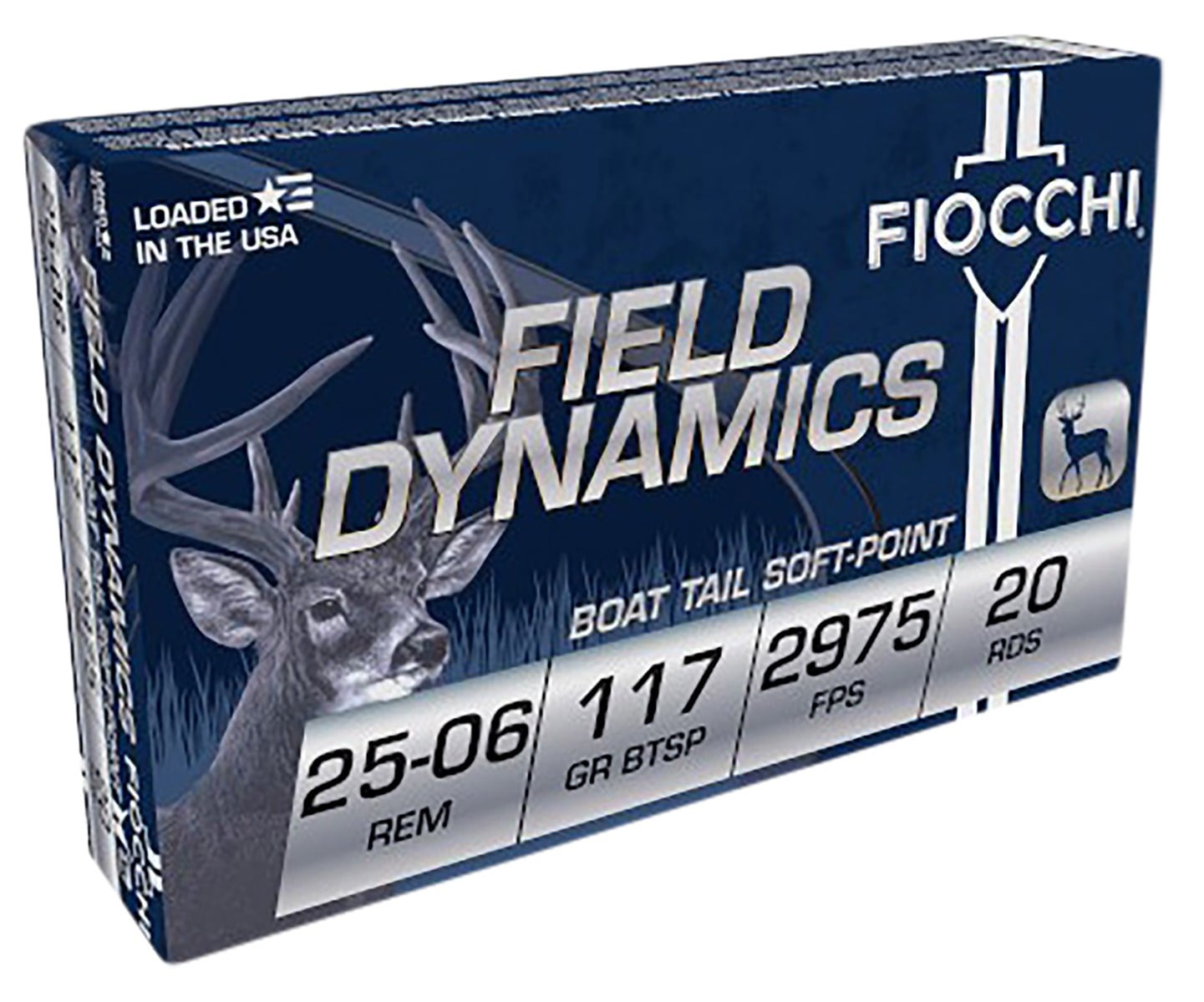 Fiocchi Rifle Shooting Dynamics 117 gr Boat Tail Soft Point Interlock .25-06 Rem Ammo, 20/box - 2506B