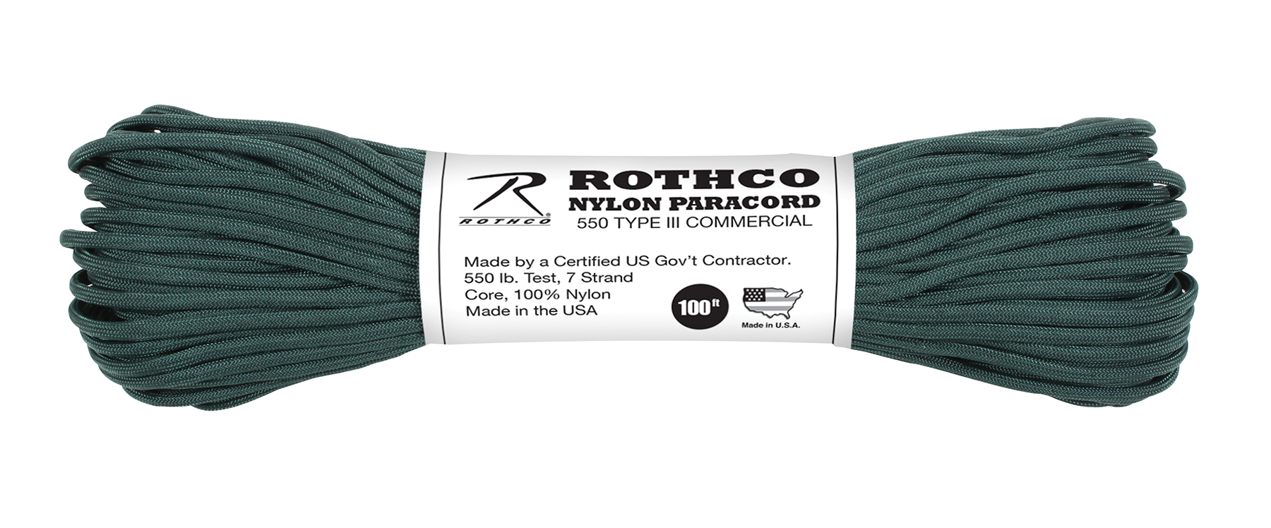 Rothco Nylon Paracord Type III 550 Lb - Hunter Green, 100