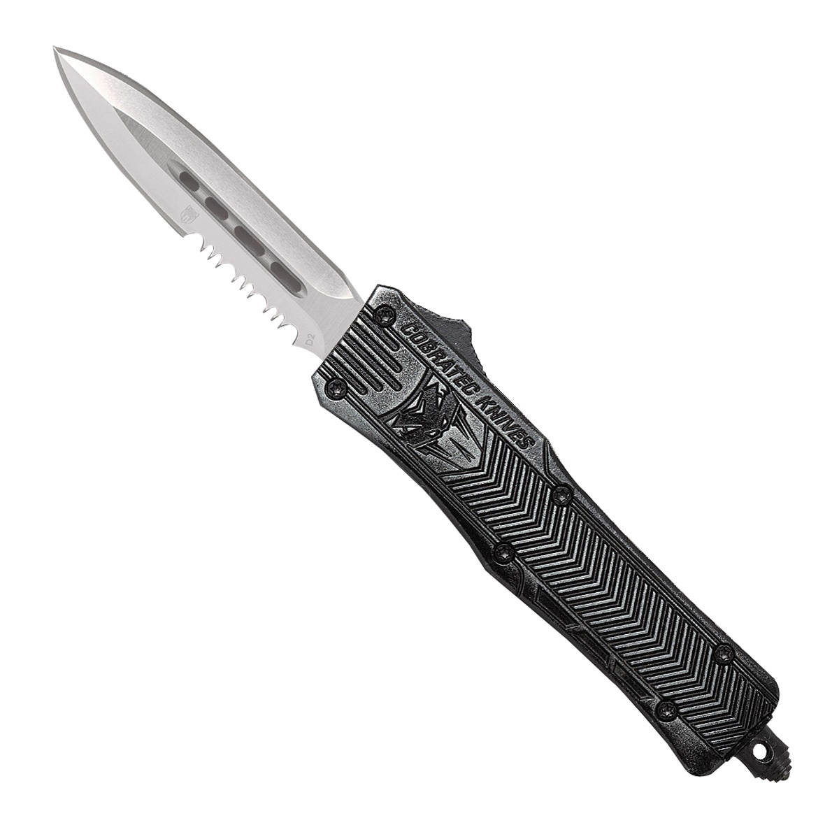 CobraTec Knives CTK-1 Small OTF Knife Dagger Serrated, Stonewashed - SSWCTK-1SDAG1SS
