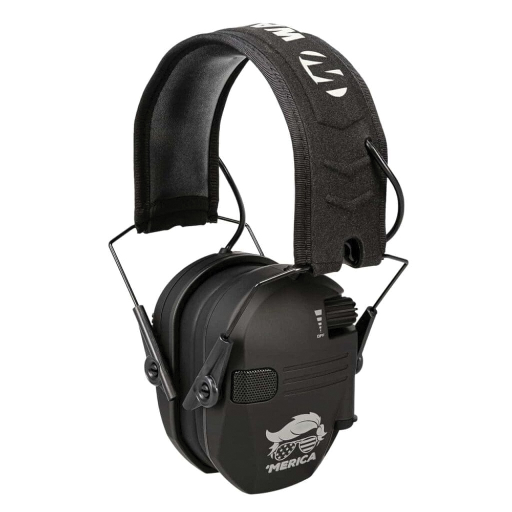 Walkers Game Ear Razor Slim Trump 2024 Merica 23 dB Electronic Earmuffs, Black